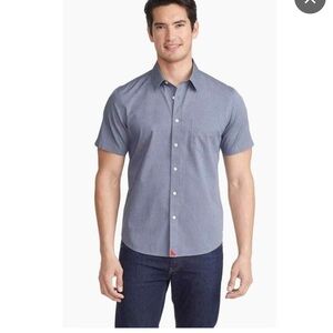 Untuckit Petrus Wrinkle Free Button Down Short Sleeve in Blue Sz 2XL